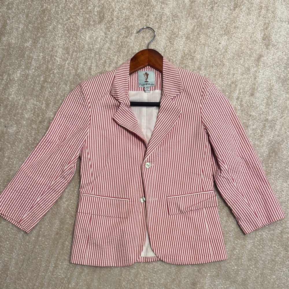 Papo d'Anjo Red and White Striped Blazer